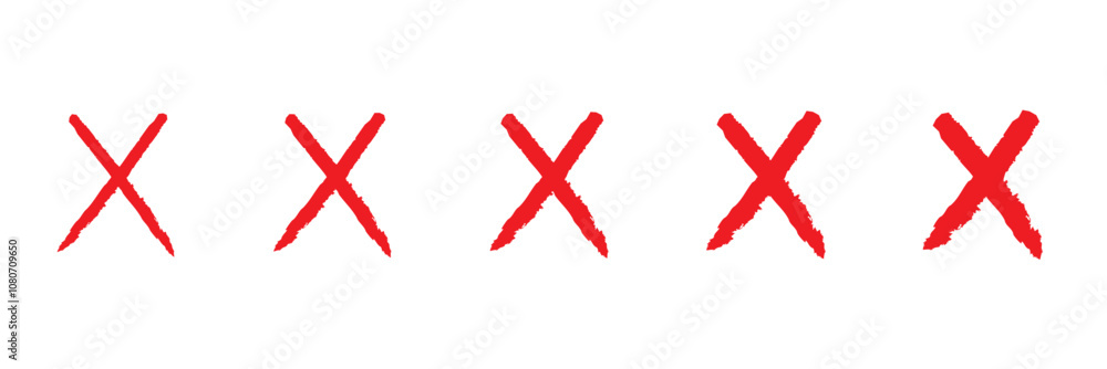 Poster cross red icon vector isolated on white background. x text for symbol or mark decoration element on 