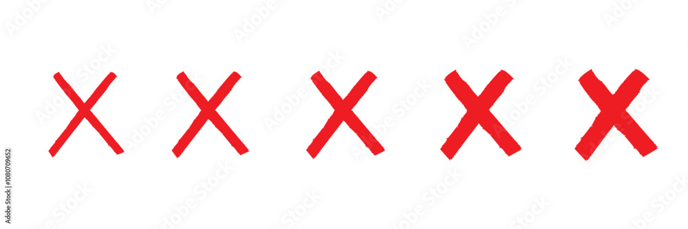 Poster cross red icon vector isolated on white background. x text for symbol or mark decoration element on 