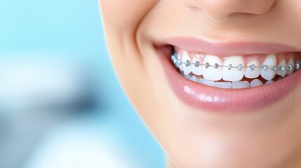 Smiling teeth with braces