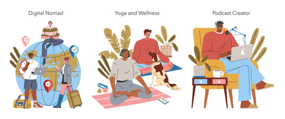 Millennial Hobbies. Flat Vector Illustration