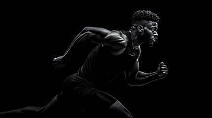 A dynamic athlete sprinting forward, capturing the essence of speed and determination in a striking silhouette.