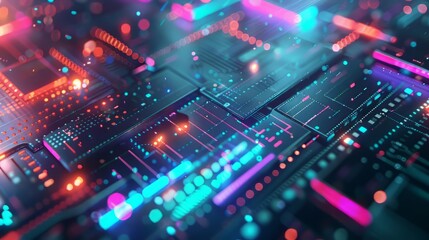 Obraz premium Futuristic grid design with neon accents and futuristic typography