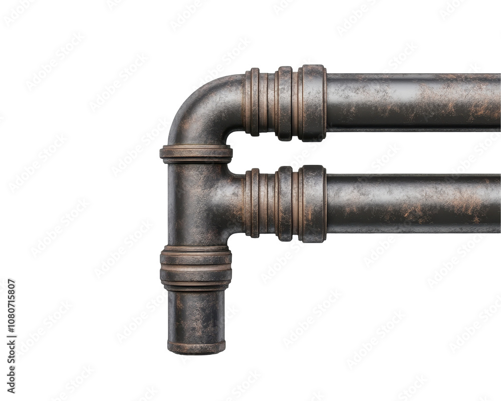 Poster a pipe with a rusted appearance. transparent background