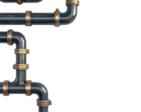 A pipe with a gold cap is shown. transparent background