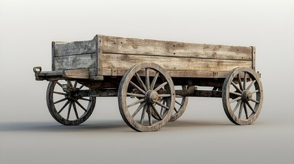 Fototapeta premium Antique wooden cart with weathered wheels, a relic of western travel