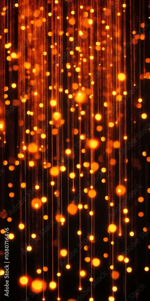 Poster a long line of orange dots. the dots are in a row and are very close together