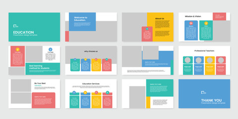 education presentation powerpoint design slide template. kids back to school brochure cover slide design