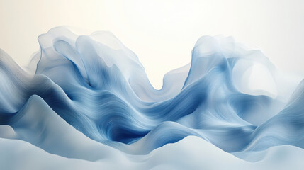Obraz premium Abstract blue wave illustration with soft curves, evoking a sense of tranquility and fluidity in a serene environment.