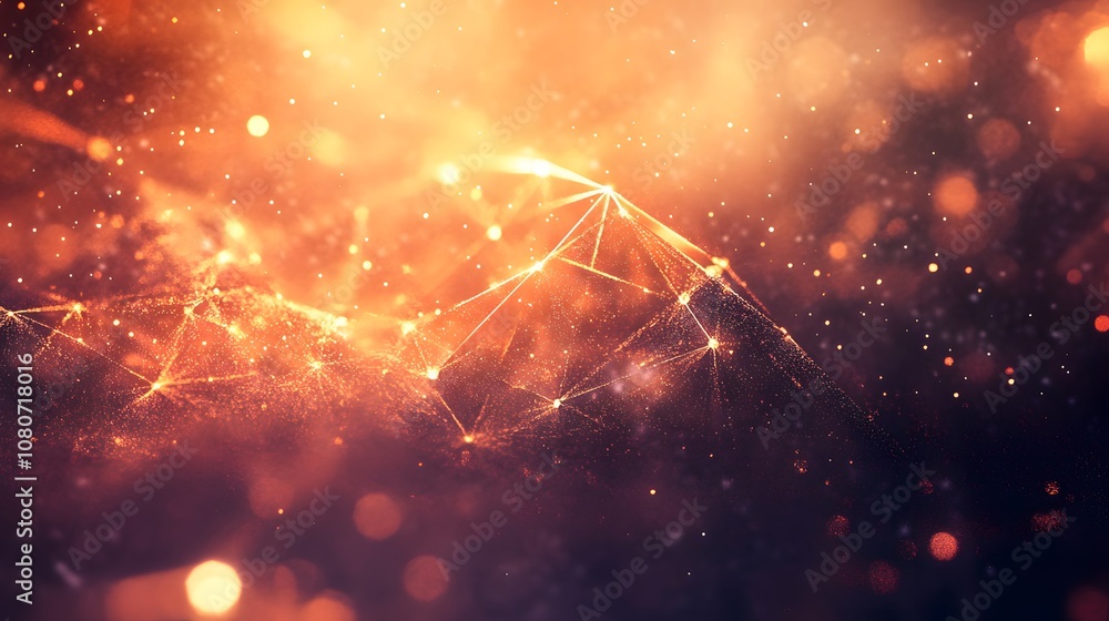 Poster a futuristic, abstract scene with geometric shapes and soft, glowing edges, set against a textured c