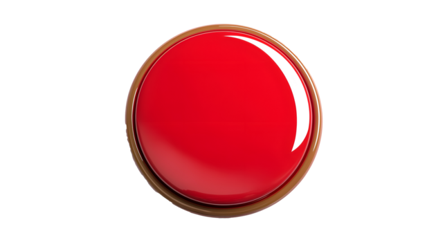 Red button on a transparent background. isolated background.