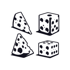 A Set of Cheese slices Silhouette Vector Design Illustration