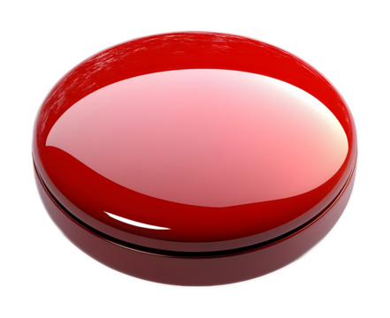Red button on a transparent background. isolated background.