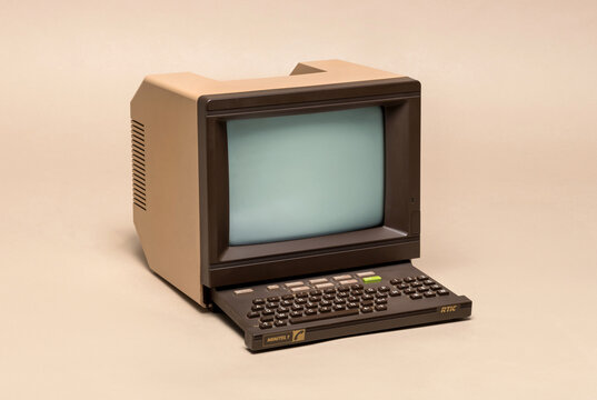 Pavia, Lombardy, Italy - October 12, 2024 : Minitel 1, French online terminal from 1981 at Ctrl+Alt Museum. In 1999, 9M terminals were used by 25M French people.
