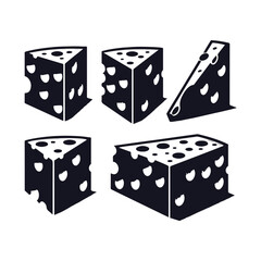 A Set of Cheese slices Silhouette Vector Design Illustration