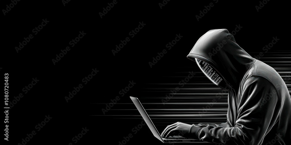 Poster anonymous hacker in digital world concept