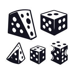 A Set of Cheese slices Silhouette Vector Design Illustration