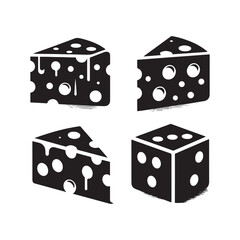 A Set of Cheese slices Silhouette Vector Design Illustration