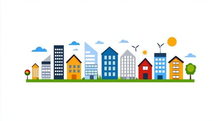 Fototapeta premium Sustainable energy and environment concept. Clean renewable energy design. Save the world with eco-friendly. Illustration in flat style. Modern design image.
