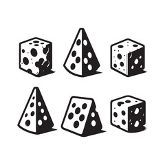 A Set of Cheese slices Silhouette Vector Design Illustration