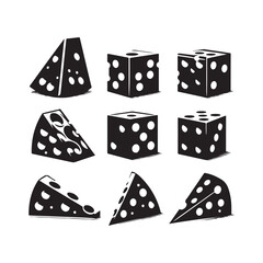 A Set of Cheese slices Silhouette Vector Design Illustration