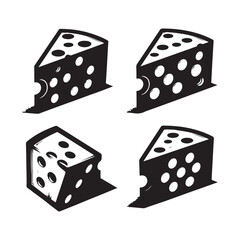 A Set of Cheese slices Silhouette Vector Design Illustration