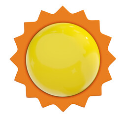 3d glossy sun icon on png transparent background.