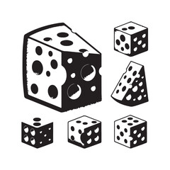 A Set of Cheese slices Silhouette Vector Design Illustration