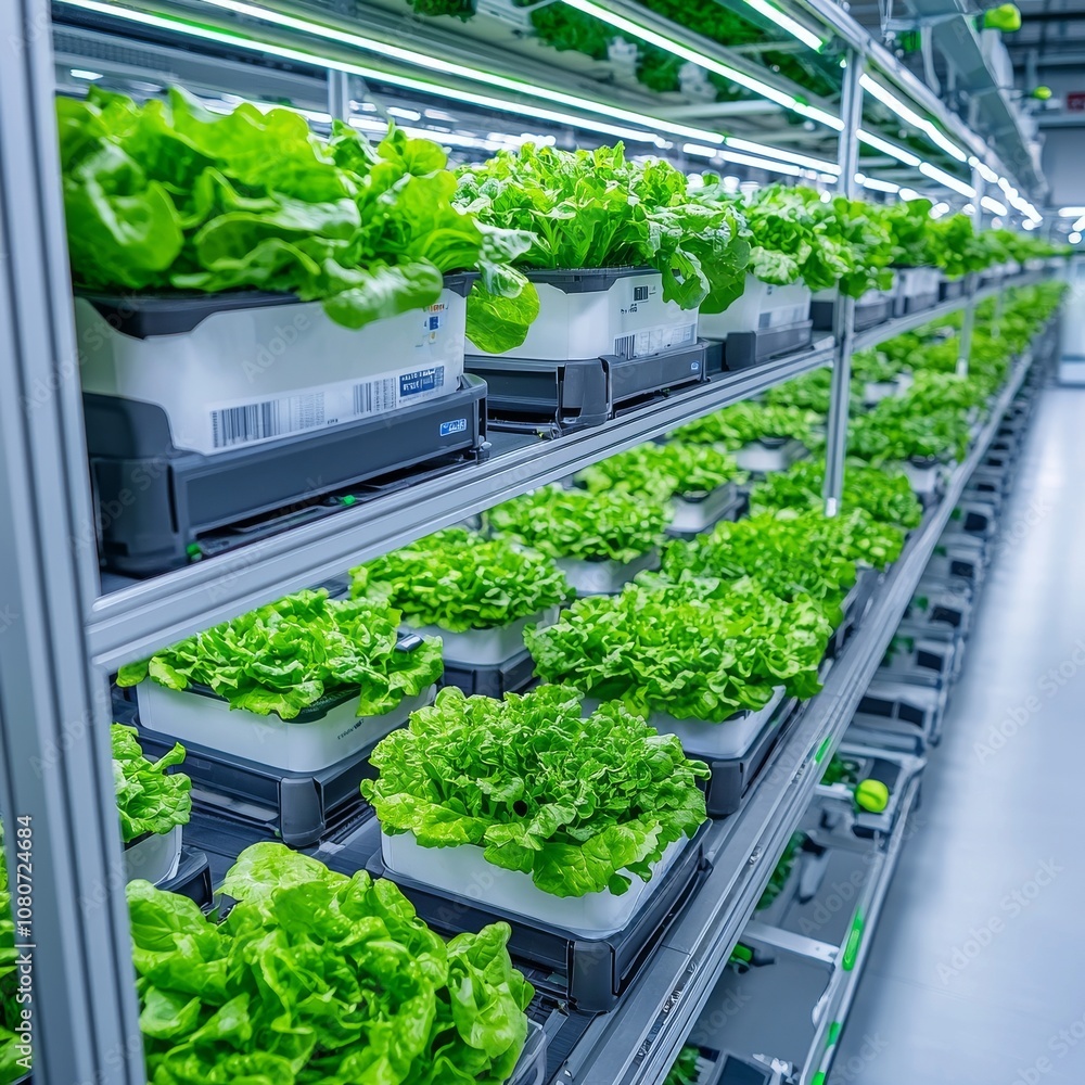 Poster hydroponic vertical farming using automated systems. smart farming 4.