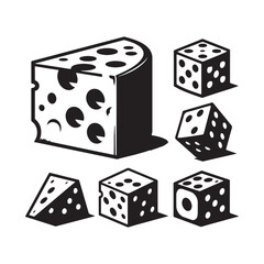 A Set of Cheese slices Silhouette Vector Design Illustration