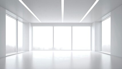Empty new modern room with windows.