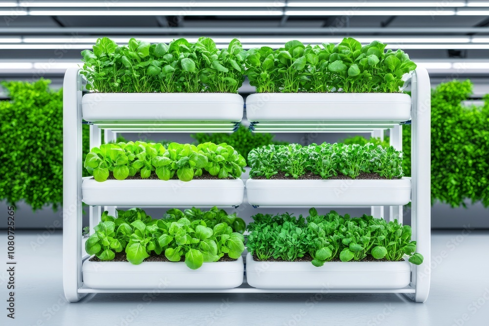 Poster using vertically stacked layers, farmers can produce a large amount more food. ai-based farming.