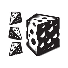 A Set of Cheese slices Silhouette Vector Design Illustration