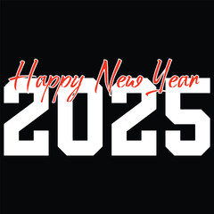 Happy new year 2025 banner black and white background vector, 2025 happy new year.