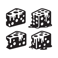 A Set of Cheese slices Silhouette Vector Design Illustration