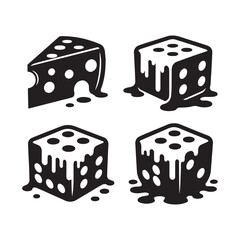 A Set of Cheese slices Silhouette Vector Design Illustration