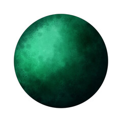 A painted circle, sphere or bubble with a 3D effect in turquoise green. Isolated tool for brush, design element