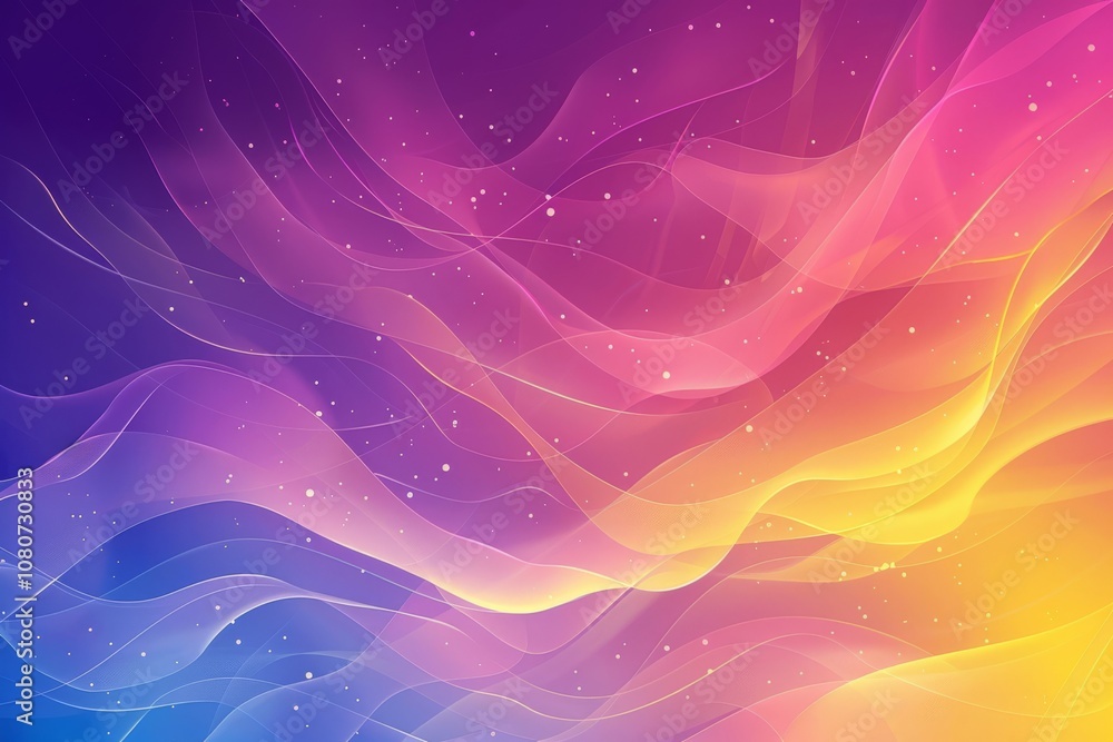 Aufkleber a dynamic abstract background featuring colorful waves and sparkling stars in a vibrant gradient des
