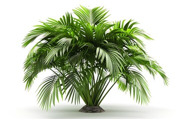 Fototapeta premium Lush Tropical Indoor Plant with Vibrant Green Fronds Perfect for Home and Office Decoration to Bring a Touch of Nature Indoors and Enhance Aesthetic Appeal, on White Background