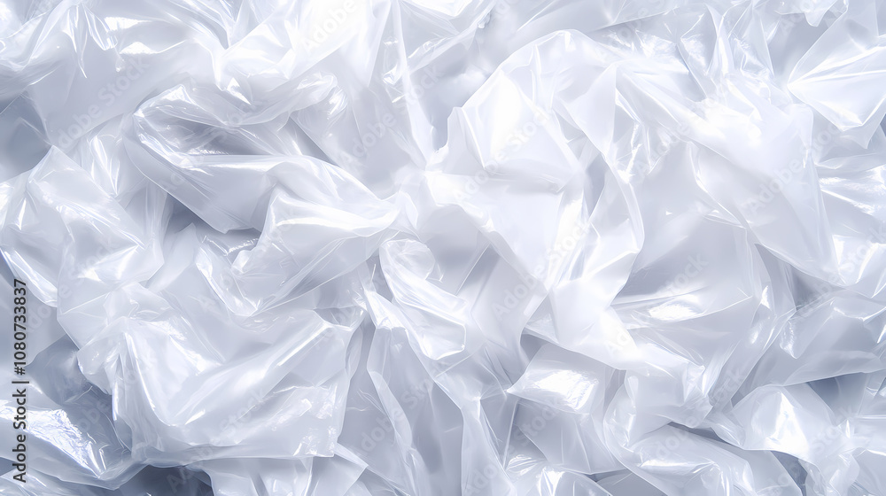 Aufkleber crumpled white plastic sheets form an abstract texture like soft waves in an artful display