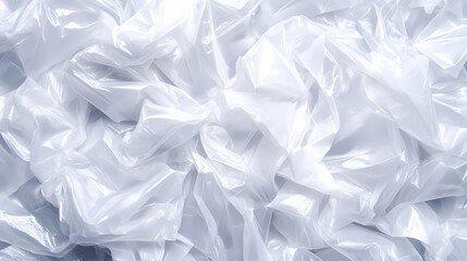 Crumpled White Plastic Sheets Form an Abstract Texture Like Soft Waves in an Artful Display