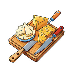 Cheese on a Cutting Board Vector Design Illustration