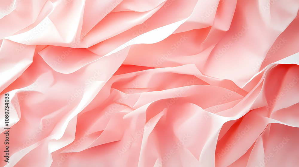 Poster soft pink crumpled fabric creating an elegant texture in a serene setting