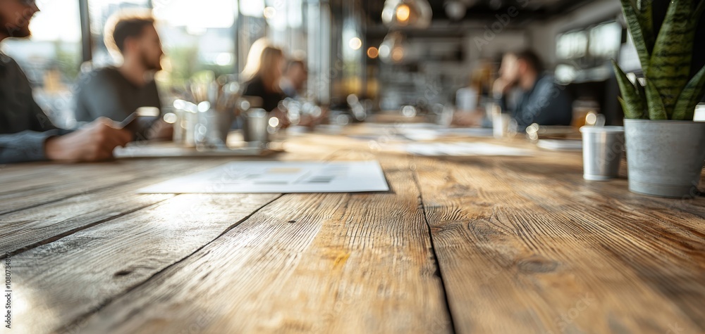 Aufkleber quality management continuous improvement concept. a cozy, modern workspace featuring a wooden table
