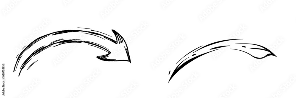 Poster right curved arrow doodle icon isolated. arrow pointer icon sign symbol in trendy flat style. curve 