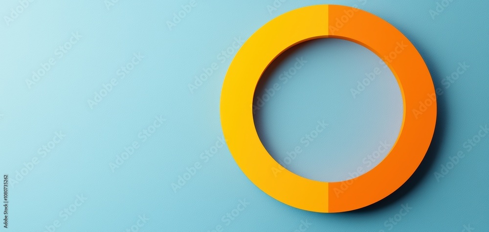 Poster Quality management  continuous improvement concept. A circular design element in bright orange against a soft blue background, highlighting a modern, minimalist aesthetic.