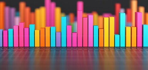 Quality management  continuous improvement concept. A vibrant display of colorful bar graphs representing data visualization and analytical insights.