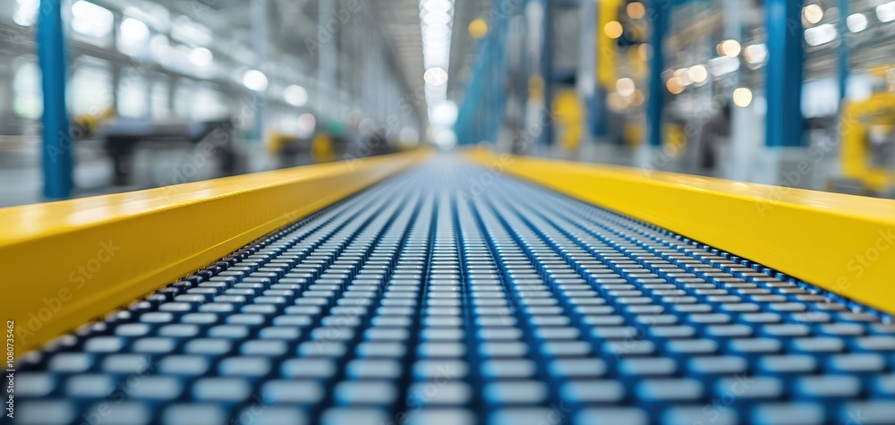 Aufkleber quality management continuous improvement concept. a close-up view of a factory conveyor belt, showc