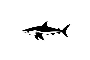 Fototapeta premium Clean lines and geometric shapes give this shark illustration a contemporary vibe
