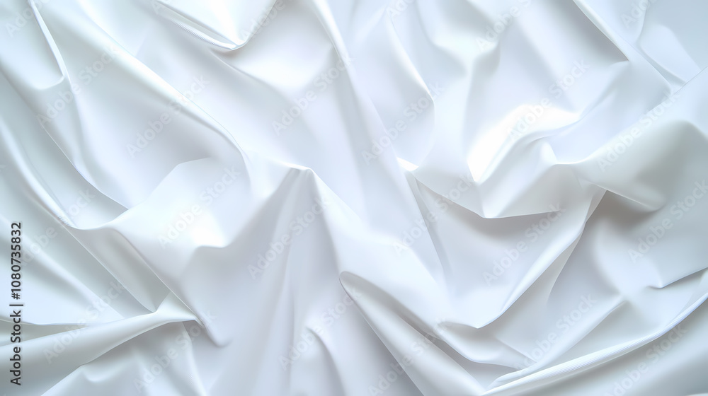 Poster soft white fabric draping gracefully across a surface, capturing light in a tranquil setting
