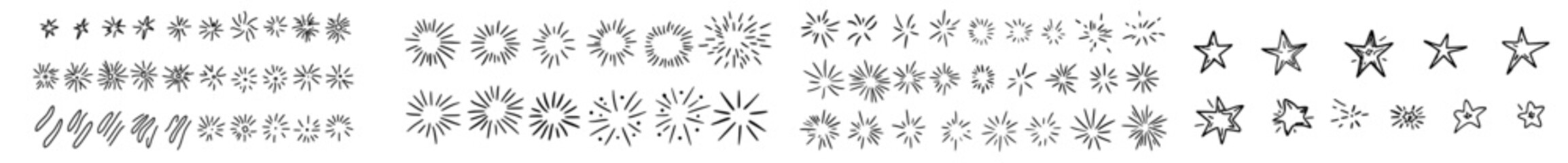 Doodle set with Star Shine Sparkle and Glitter Icons.